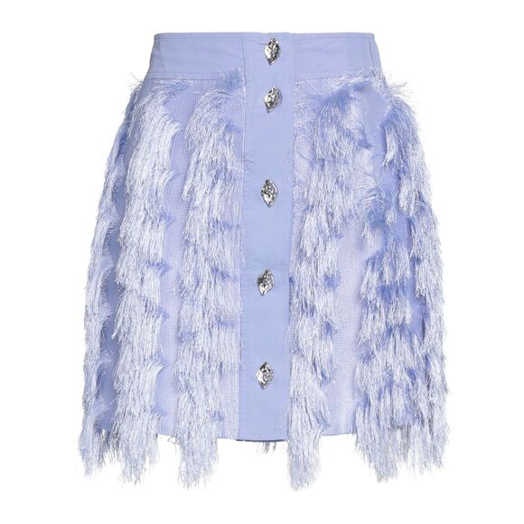 NWT GANNI Fringe Buttoned Mini Skirt in Persian Violet Purple Size 6 (EU38) - Picture 5 of 13